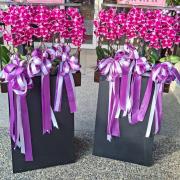 六株高架藝術蘭花盆(粉)-180公分...