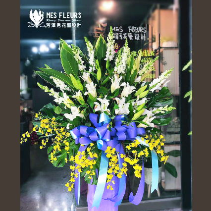 追思高架花籃(白色系1支)