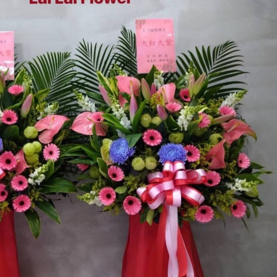 粉藍高架藝術花籃F款